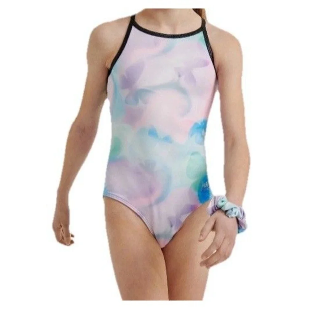 Justice Girls Strappy Back Sports Bra Butterfly Cloud Dye Print Size Large NWT